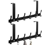 GBACHOOSE 2 Pack Over Door Hooks, Heavy Duty Over Doors Hanger, Carbon Steel Over The Door Hooks, 6 Hooks for Coats, Hats, Bags, Clothes, Towels (Black)
