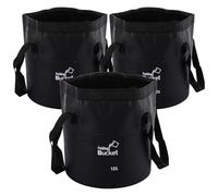 GBACHOOSE 3 pcs 12L Folding Water Bucket, Black Portable Collapsible Bucket, Outdoor Multifunctional PVC Folding Bucket for Camping, Traveling, Hiking, Fishing, Gardening, Car Washing