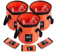 GBACHOOSE 3 pcs 12L Folding Water Bucket, Portable Collapsible Bucket, Outdoor Multifunctional PVC Folding Bucket for Camping, Traveling, Hiking, Fishing, Gardening, Car Washing