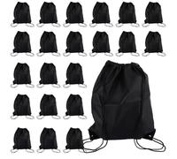 GBACHOOSE 30 Pcs Drawstring Bag, Black PE Bags Drawstring, 34×42cm Drawstring Backpack Bags Sports Drawstring Bag for Gym Swimming School Travel