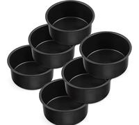 GBACHOOSE 4 Inch Cake Tin Set of 6, Non-Stick Round Cake Mould, 4.5cm Deep Mini Cake Pan for Birthday Wedding, Healthy & Rust Free, Easy Clean, One-Piece (10cm, Black)