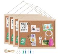 GBACHOOSE 4 Pack Cork Board, 30 X 40cm Pin Board with Linen, Pin Notice Board with 5 Pushpins, Bulletin Board for Office, Classroom, Home