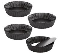 GBACHOOSE 4 Pack Deep Quiche Pan, 24cm/9.4inch Tart Tin with Loose Base, 6cm Deep Non-Stick Quiche Dish, Round Flan Tins for Baking Pies Pizza Cheese Cakes Fruit Tart