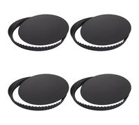 GBACHOOSE 4 Pack Quiche Pan, 28cm/11inch Tart Tin with Loose Base, Non-Stick Quiche Dish, Round Flan Tins for Baking Pies Pizza Cheese Cakes Fruit Tart