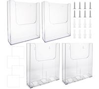 GBACHOOSE 4 Pcs A4 Leaflet Holder Wall, Wall Mounted Document Holder with Screws, Clear Portrait Literature Stands for Files, Leaflet, Brochure, Menu,Magazine