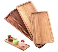 GBACHOOSE 4 Pcs Acacia Wood Tray, Rectangular Wooden Platters, Small Wood Serving Tray for Display Snacks, Fruit, Sushi, Cheese, Candle