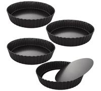 GBACHOOSE 4 Pcs Deep Quiche Pan, 27.5cm/10.8inch Quiche Tins with Loose Bottom, 5.5cm Deep Tart Tin, Non-Stick Quiche Dish, Round Flan Tins for Baking Pies Pizza Cheese Cakes Fruit Tart