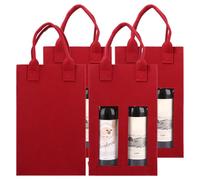 GBACHOOSE 4 Pcs Double Wine Bag with Window, Felt Bottle Gift Bag with Handle, Red Wine Bottle Bag, Reusable Wine Carrier Tote Bag for Party Favors, Travel, Wedding, Christmas