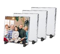 GBACHOOSE 4 Pcs Personalised Photo Slate, 20cm x 20cm Slate Picture Personalised with Stand, Rock Slate Photo Personalised Gift for Mother's Day, Father's Day, Birthday, Christmas