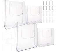 GBACHOOSE 4 Pcs Wall Mounted Document Holder, A4 A5 Leaflet Holder with Screws, Clear Portrait Literature Stands for Files, Leaflet, Brochure, Menu,Magazine