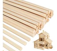 GBACHOOSE 50 Pcs Balsa Wood Sticks, 300x10x10mm Square Wooden Dowels, Natural Unfinished Hardwood Strips for DIY Art Crafts Model Woodcraft Making