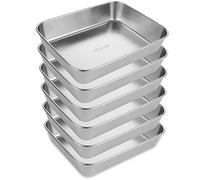 GBACHOOSE 6 Pack Non Stick Oven Baking Tray, 25x20x5.5cm Stainless Steel Rectangle Oven Trays, Heavy Duty Deep Cake Tin for Baking Food