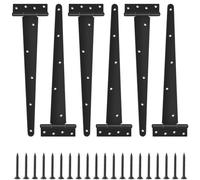 GBACHOOSE 6 Pack T Strap Hinges 16 Inch Heavy Duty Gate Hinges with Screws Black Tee Hinge for Gate Doors Shed Doors and Barn Door