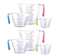 GBACHOOSE 6 Pcs Plastic Measuring Jugs, 200ml/400ml/900ml Measuring Jug with Angled Grip Handles, BPA-Free Transparent Measuring Cups for Cooking and Baking