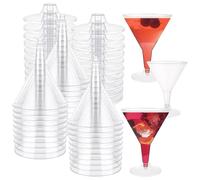 GBACHOOSE 60 Pack Plastic Martini Glasses, 180ml/6oz Party Cocktail Glasses, Reusable Adjustable Stem Bar Glasses for Champagne, Mocktail, Margarita