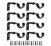 GBACHOOSE 8 Pack Heavy Duty Curtain Rod Brackets for 1 Inch Rod, Adjustable Single Curtain Rod Holders for Drapery Rod, Black