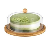 GBACHOOSE Cake Stand with Dome Lid, 10 inch Bamboo Cake Plate with Cover, Clear Cake Display Stand with Acrylic Dome for Birthday Wedding Party