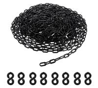 GBACHOOSE Plastic Chain Links, 30m x 6mm Chain Link Fence with 30 Pcs S Buckle, Black Plastic Chain Barrier for Crowd Control, Traffic, Queuing Line