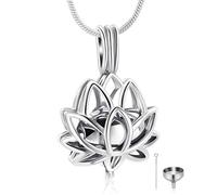 GBAFGLC Cremation Ashes Pendant Lotus Flower Urn Necklace with Mini Case Keepsake Pendant for Women Men Memorial Ash Jewelry