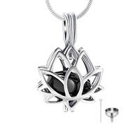 GBAFGLC Cremation Ashes Pendant Lotus Flower Urn Necklace with Mini Case Keepsake Pendant for Women Men Memorial Ash Jewelry
