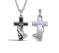 GBAFGLC Cross Urn Necklace for Ashes Praying Hands Cremation Urn Pendant Ashes Holder Keepsake Memorial Jewelry for Men Women