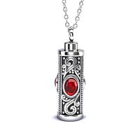 GBAFGLC Crystal Cremation Urn Necklace for Ashes Flower Cylinder Ashes Pendant Keepsake Memorial Jewelry Gifts for Women Men (Red)