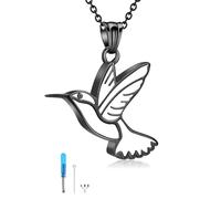 GBAFGLC Hummingbird Cremation Jewelry Keepsake Stainless Steel Human Pet Urn Necklace for Ashes for Women Men Memorial Pendant | Memorial, Cremation, Urn, for Ashes, Keepsake, Human Pet (Black-W)