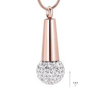 GBAFGLC Microphone Cremation Urn Necklace for Ashes, 316L Stainless Steel Memorial Ashes Pendant, Keepsake Jewelry for Music Lovers Men Women, Hold Loved Ones Pet Ashes (rose gold)