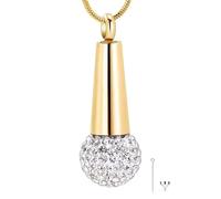 GBAFGLC Microphone Cremation Urn Necklace for Ashes, 316L Stainless Steel Memorial Ashes Pendant, Keepsake Jewelry for Music Lovers Men Women, Hold Loved Ones Pet Ashes (gold)