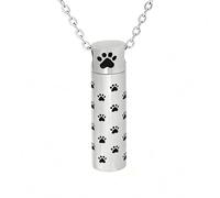 GBAFGLC Paw Print Cremation Urn Necklace for Ashes Cylinder Urn Pendant for Human Pets Ashes Memorial Keepsake Jewellery Gift for Women Men (Silver)