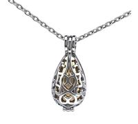 GBAFGLC Teardrop Urn Necklace Cremation Jewellery for Ashes with Mini Case Keepsake Pendant Necklace for Women Men Pet Memorial Gifts (Silver-gold)