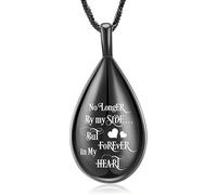 GBAFGLC Teardrop Urn Necklace Memorial Cremation Jewellery for Ashes Keepsake Pendant Necklace for Women Men Pet with Funnel Filler Kit Memorial Gifts (Black)