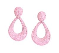 GBAHFY Boho Raffia Teardrop Stud Earrings Handmade Statement Bohemian Teardrop Dangle Earrings for Women, Metal, No Gemstone