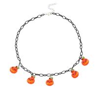 GBAHFY Funny Cartoon Pumpkin Ghost Necklace Spooky Smiling Face Pumpkin Pendant for Women Cute Halloween Jewelry, L, Metal, No Gemstone