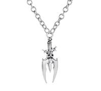 GBAHFY Gothic Halloween Double Sword Long Arm Monkey Poker Skull Pendant Necklace Vintage Horror Punk Jewelry for Men Women, L, Metal, No Gemstone