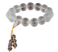 GBASDXU FengShui Wealth Bracelet， Clear Quartz Six-Character Mantra Bead Crystal Chakra Good Luck Amulet,Black agate