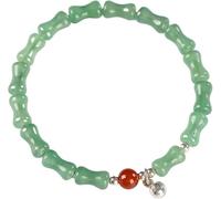 GBASDXU FengShui Wealth Bracelet， Crystal Bamboo Beads Bangle Feng Shui Wealth Bracelet Lily of Valley Harmony Buckle Jade