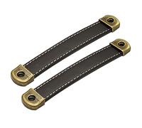 GBASDXU Leather Handles, Leather Furniture Handle2 Pcs Cabinet Door Pull Handle Retro Knobs Antique Wine case Black Cupboards