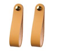 GBASDXU Leather Handles, Leather Furniture Handle2 Pcs Cabinet Handle Pure Copper Nails Pull Wardrobe Door Pulls Cupboards Knobs