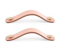 GBASDXU Leather Handles, Leather Furniture Handle2 Pcs Pull Wardrobe Cabinet Brass Nuts Door Handle Pulls Not Easy to Break Cupboards Knobs
