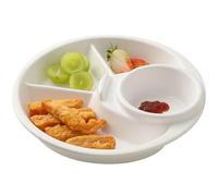 GBASDXU Portion Control Plates， Dinner Plates, 8 Inch White Ceramic Divided Platter Round Tray for Pasta/Fruit/Salad, Compartment，1 Piece
