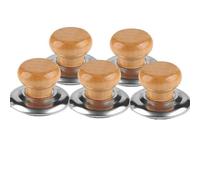 GBASDXU Replacement Pot Lid Knob, Pot Handles Replacement 5pcs Lid Stainless Steel Lids Knobs Heat- Wooden Holding Handle
