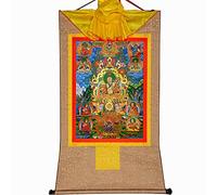 GBASDXU Tibetan Buddhism Thangka, Buddhist tapestry,Tibetan thangka,buddha,Five Venerable Masters of The Great Sakyapa, Thangka Painting Art, Brocade,Buddha Tapestry with Scroll