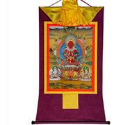 GBASDXU Tibetan Buddhism Thangka, Buddhist tapestry,Tibetan thangka,buddha, Thangka Wall Hanging,Amitayus(Buddha of Infinite Life,Amida,Amitabha), Painting, Brocade,Buddha Tapes