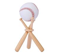 GBB Baseball Display Stand Holder Wooden With 3 Mini Baseball Bats&A Ring For Baseball/Golfball Memorabilia And Collectible,with Stable Structure