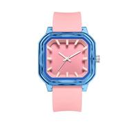 GBB Fashion Women's Quartz Watch Colorful Square Wrist Watch with Silicone Strap 3D Numbers Waterproof Lightweight Analog Watches for Women Ladies Students Unisex (9083 Pink Blue)