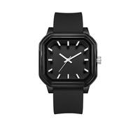 GBB Fashion Women's Quartz Watch Colorful Square Wrist Watch with Silicone Strap 3D Numbers Waterproof Lightweight Analog Watches for Women Ladies Students Unisex (9083 Black)