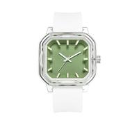 GBB Fashion Women's Quartz Watch Colorful Square Wrist Watch with Silicone Strap 3D Numbers Waterproof Lightweight Analog Watches for Women Ladies Students Unisex (9083 White Green)