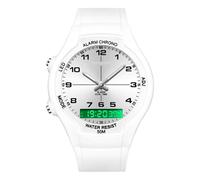 GBB Men Women Digital Sport Watch Waterproof Analog Digital Dual Display Unisex Watches Large Face Easy Read Student Wrist Watches for Sports Daily Study (White)