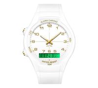 GBB Men Women Digital Sport Watch Waterproof Analog Digital Dual Display Unisex Watches Large Face Easy Read Student Wrist Watches for Sports Daily Study (White Gold)